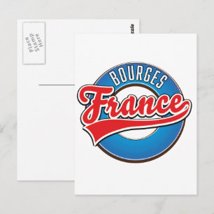 Carte Postale Logo vintage de Bourges France.