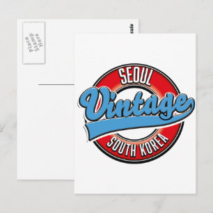 Carte Postale logo vintage de Séoul Corée du Sud