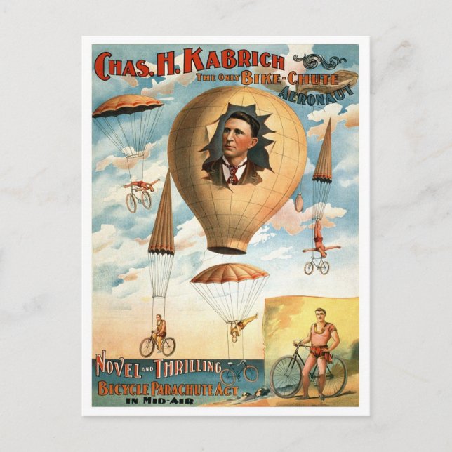 Carte Postale Loi de 1896 sur le parachute de bicyclette (Devant)