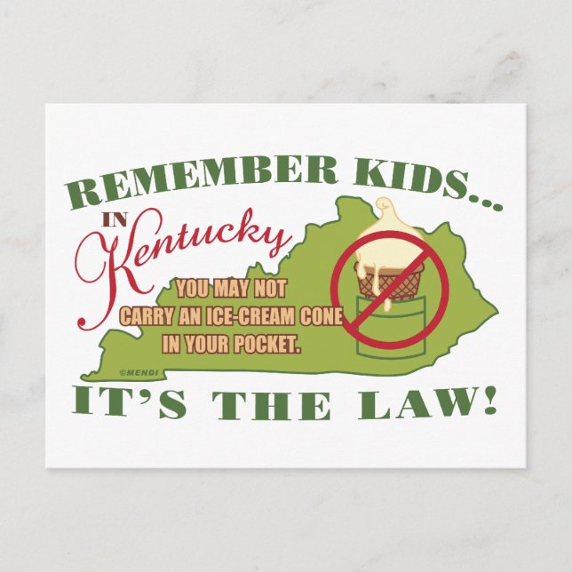 Carte Postale Loi sur la crème glacée du Kentucky (Devant)