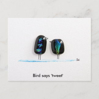Carte Postale L'oiseau dit gazouiller - oiseaux d'amour amusants