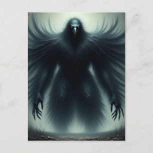 Carte Postale L'oiseau noir géant avec des bras humains dark fan