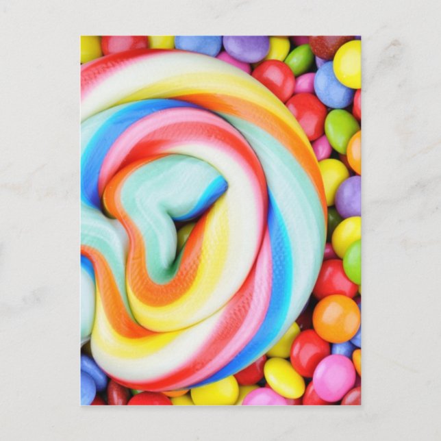 Carte Postale Lollipop Et Smarties Multicolores (Devant)