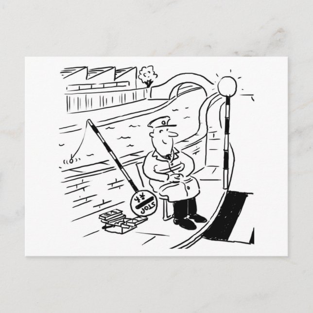 Carte Postale Lollipop Man pêche avec sa Lollipop (Devant)