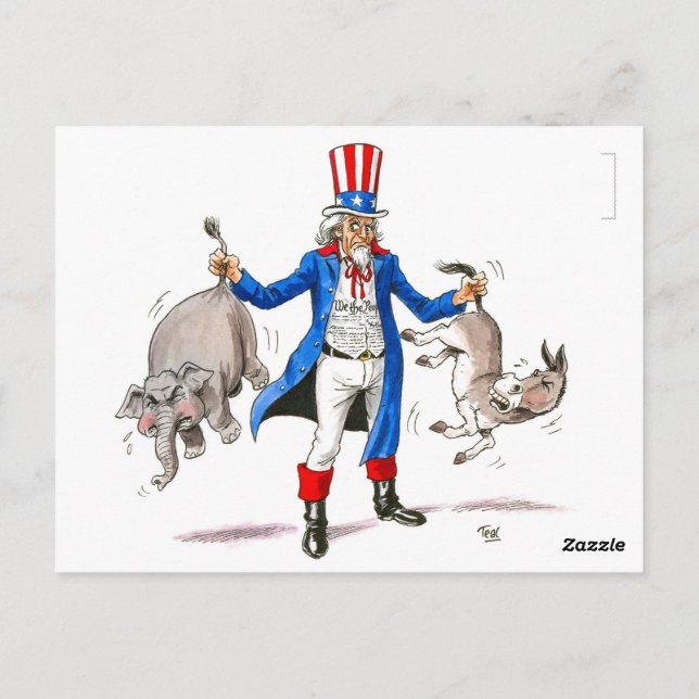 Carte Postale L'oncle du Parti Réformiste Sam'em par la queue (Dos)