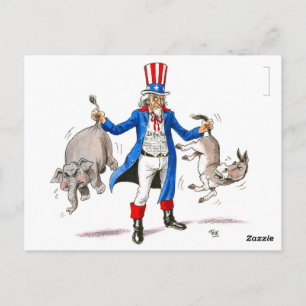 Carte Postale L'oncle du Parti Réformiste Sam'em par la queue