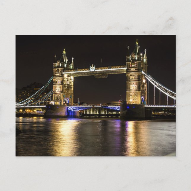 Carte Postale London England Skyline Night Postcard Bridge (Devant)