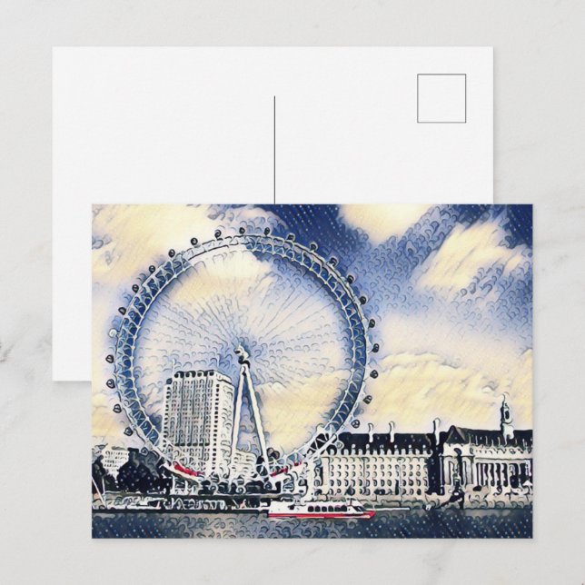 Carte Postale London Eye Watercolor (Devant / Derrière)