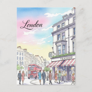 Carte Postale London Street Teashop Royaume-Uni Travel