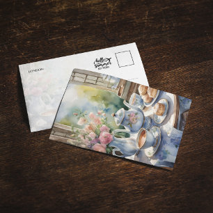 Carte postale London Tea Time Watercolor