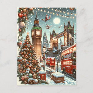 Carte Postale London's Festive Splendor - Vibrant Christmas Car