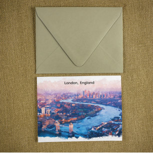 Carte Postale Londres Angleterre Aquarelle Vue aérienne de la vi