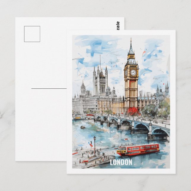 Carte Postale Londres Angleterre célèbre Travel Place (Devant / Derrière)