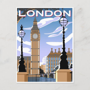 Carte Postale Londres Angleterre Retro Travel Art Vintage