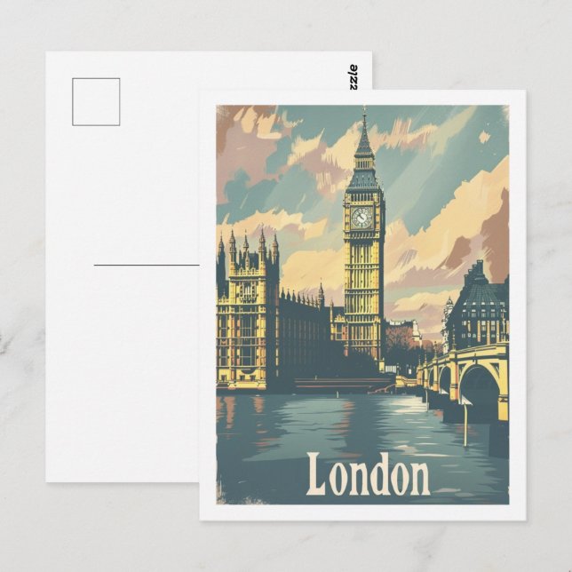 Carte Postale Londres Angleterre Royaume-Uni célèbre Vintage voy (Devant / Derrière)