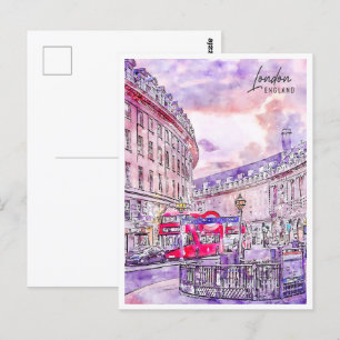Carte Postale Londres Angleterre Travel Place Watercolor
