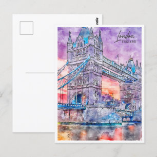 Carte Postale Londres Angleterre Travel Place Watercolor