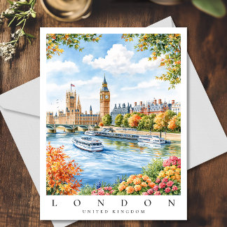 Carte Postale Londres Big Ben Angleterre Aquarelle Voyage