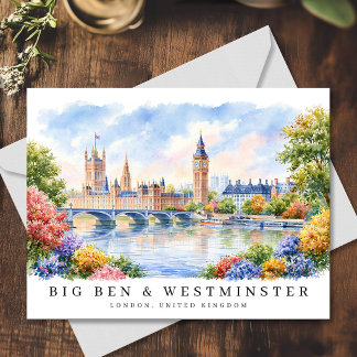 Carte Postale Londres Big Ben & Westminster Aquarelle Voyage