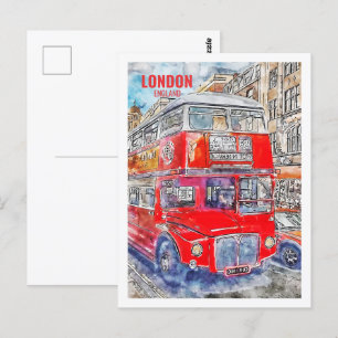 Carte Postale Londres Bus Angleterre célèbre Travel Place Waterc