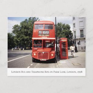 Carte Postale Londres Bus & Telephone Box Centre Londres 1998