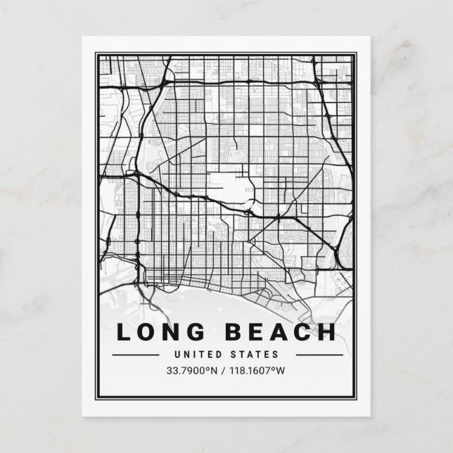 Carte Postale Long Beach California USA Travel City Map (Devant)