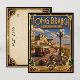 Carte Postale Long Branch New Jersey Art Déco vintage de l'âge d