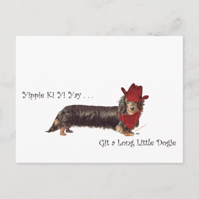 Carte Postale Long Cowboy Dachshund (Devant)