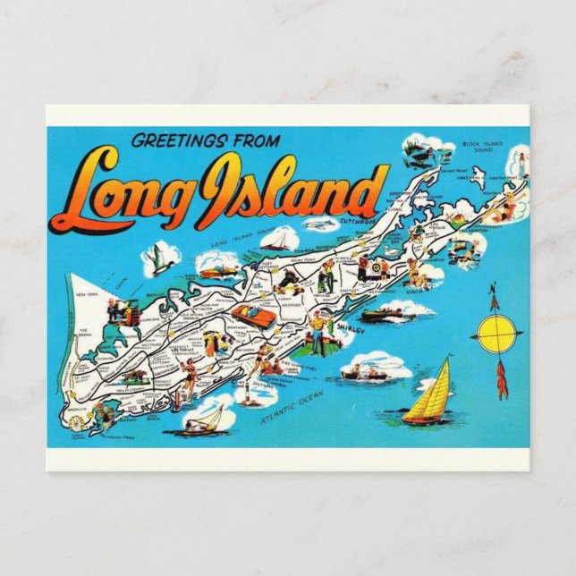 Carte Postale Long Island, NY Salutation (Devant)