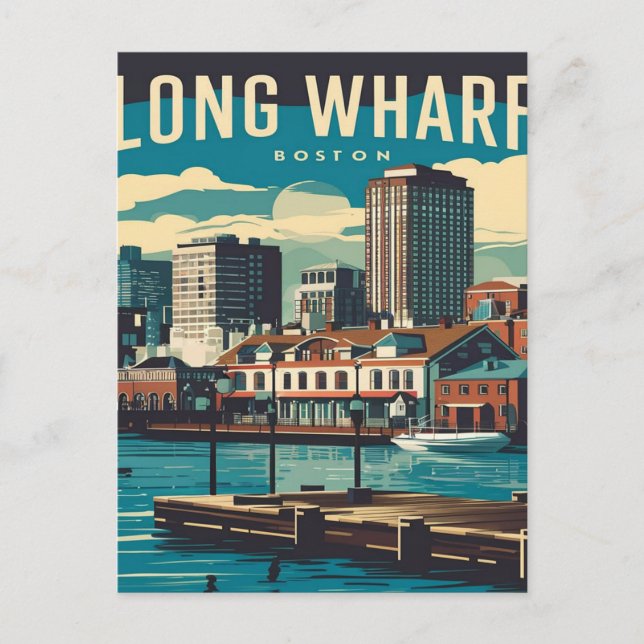 Carte Postale Long Wharf Boston Vintage (Devant)