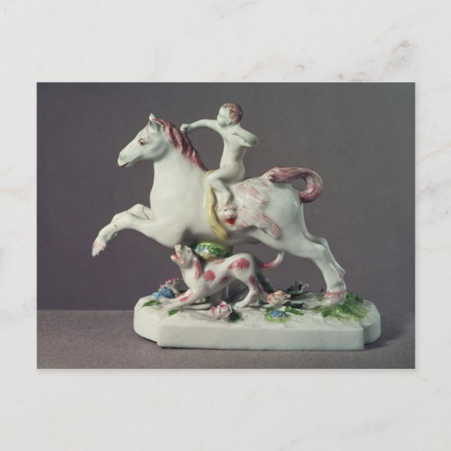 Carte Postale Longton Hall figure de Cupid à cheval (Devant)