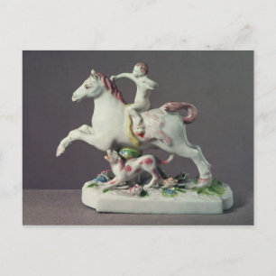 Carte Postale Longton Hall figure de Cupid à cheval