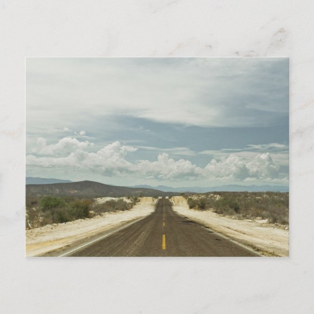 Carte Postale Longue Route Droite À Travers Le Paysage Mexicain  (Devant)