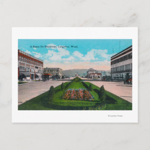 Carte Postale Longview de la scène de Broadway, WA