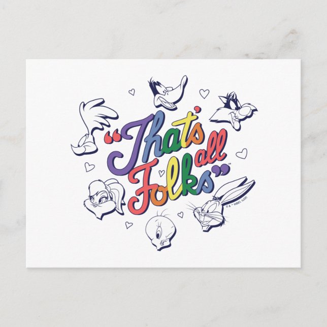 Carte Postale LOONEY TUNES™ - C'est fini les amis ! Badge de fie (Devant)