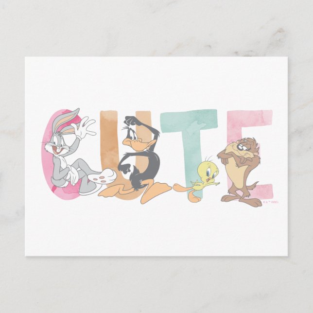 Carte Postale LOONEY TUNES™ Marque écrite aquarelle mignonne (Devant)