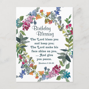Carte Postale Lord Bénis You Bible Verse Fleurs sauvages Anniver