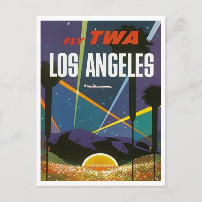 Carte Postale Los Angeles CA Voyage Vintage Retro Inspiré (Devant)