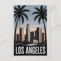 Los Angeles Californie Gravure sur bois noir et bl