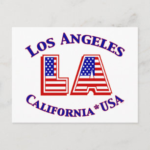 Carte Postale Los Angeles USA Patriotic Red, White & Blue Logo