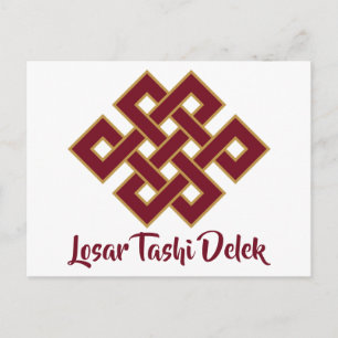 Carte Postale Losar Tashi Delek Bonne Année Nœud Sans Fin
