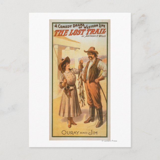 Carte Postale Lost Trail Comedy - Woman Fishing Western (Devant)