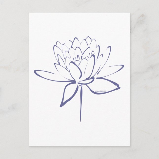 Carte Postale Lotus Calligraphy (bleu) (Devant)