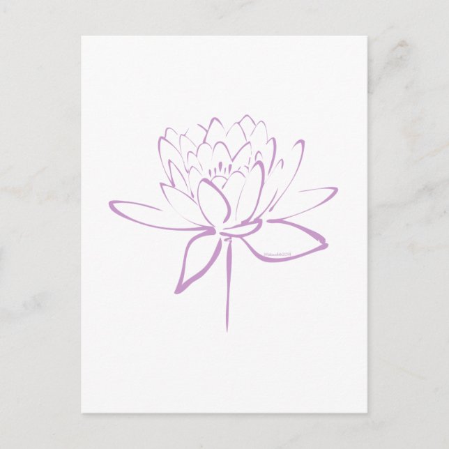 Carte Postale Lotus Calligraphy (Lavande) (Devant)