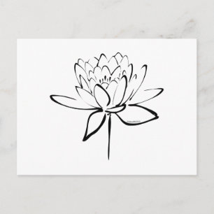 Carte Postale Lotus Calligraphy (Noir)