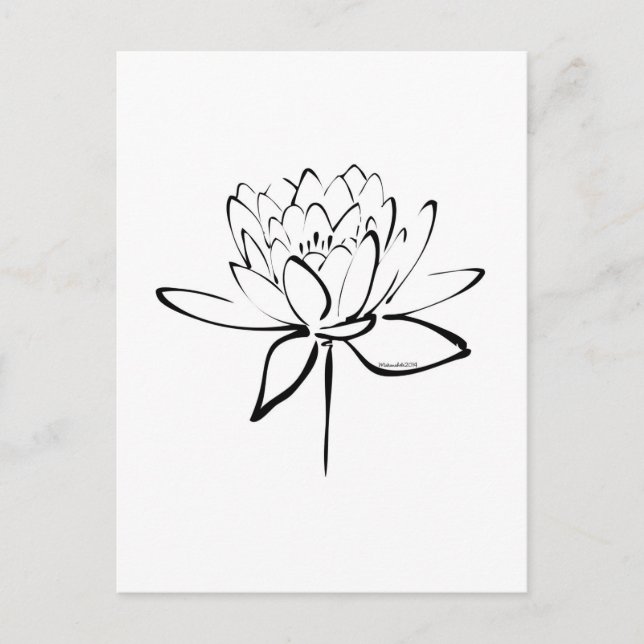 Carte Postale Lotus Calligraphy (Noir) (Devant)