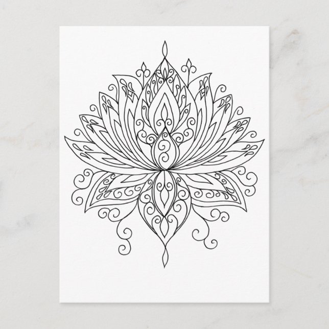 Carte Postale Lotus Floral Mandala Couleur adulte (Devant)