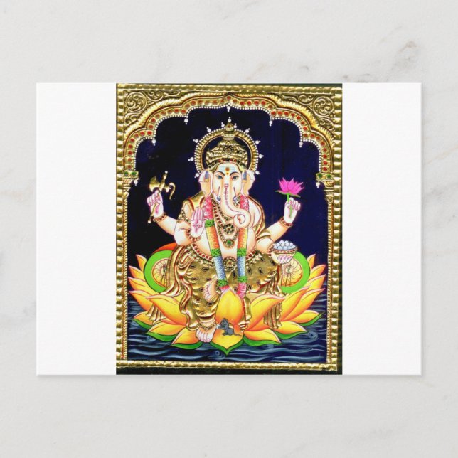 CARTE POSTALE LOTUS GANESHA TANJORE PEINTURE (Devant)