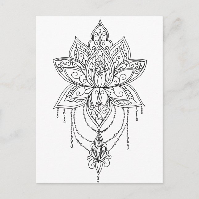 Carte Postale Lotus Mandala Couleur Votre Propre (Devant)