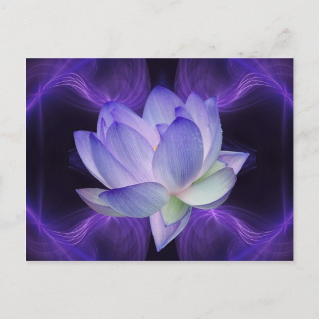 Carte Postale Lotus pourpre et géométrie sacrée (Devant)